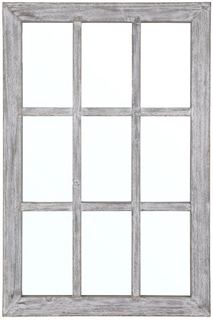 Safavieh LONSA, 24-Inch Grey Window-Pane Mirror - Farmhouse Charm for Modern Decor, Easy to Hang & Brighten Spaces MRR1039A