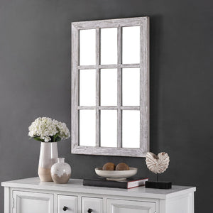 Safavieh LONSA, 24-Inch Grey Window-Pane Mirror - Farmhouse Charm for Modern Decor, Easy to Hang & Brighten Spaces MRR1039A