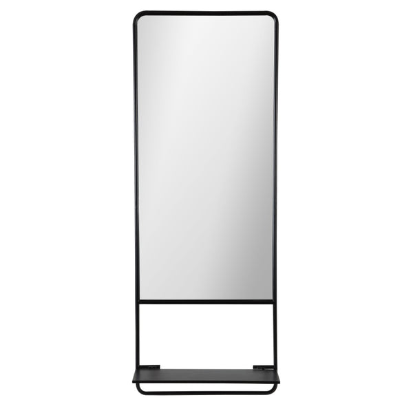 Safavieh TRINSY, 18-Inch Modern Black Iron Mirror with Shelf - Stylish Reflection & Storage for Your Space MRR1041A