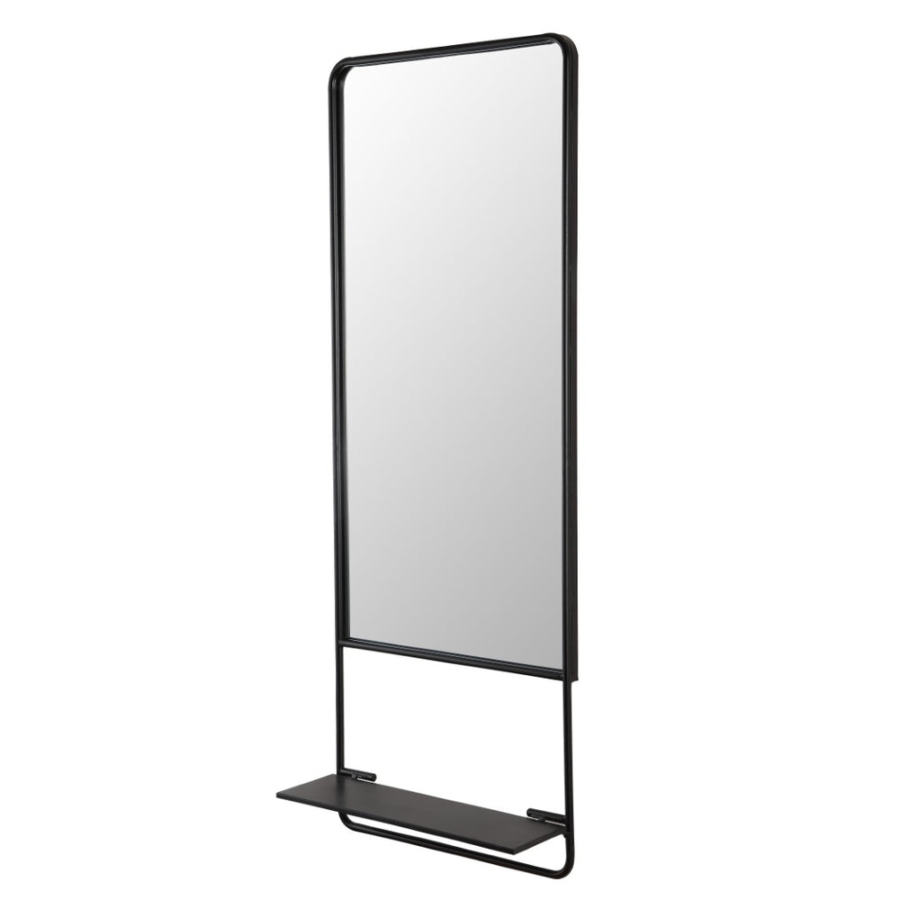 Safavieh TRINSY, 18-Inch Modern Black Iron Mirror with Shelf - Stylish Reflection & Storage for Your Space MRR1041A