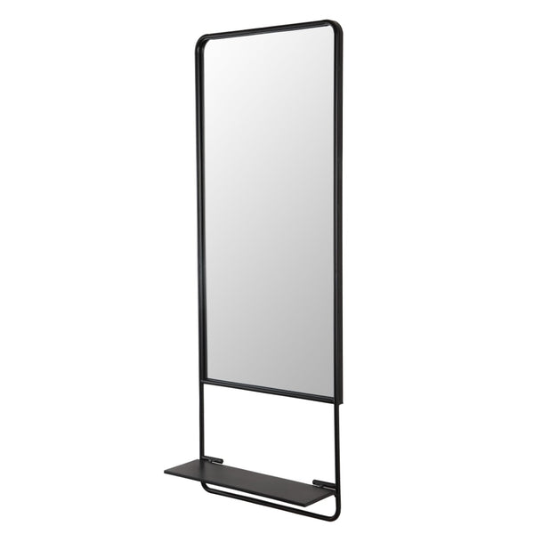 Safavieh TRINSY, 18-Inch Modern Black Iron Mirror with Shelf - Stylish Reflection & Storage for Your Space MRR1041A