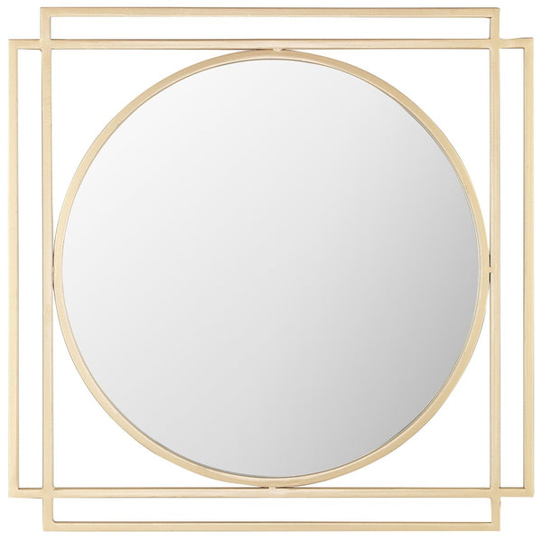 Safavieh RESSER, 20.25-Inch Gold Iron/MDF Mirror - Elegant Accent for Entryways, Living Rooms & Bedrooms MRR1044A
