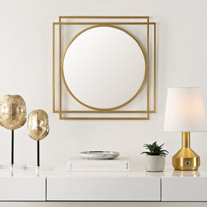 Safavieh RESSER, 20.25-Inch Gold Iron/MDF Mirror - Elegant Accent for Entryways, Living Rooms & Bedrooms MRR1044A