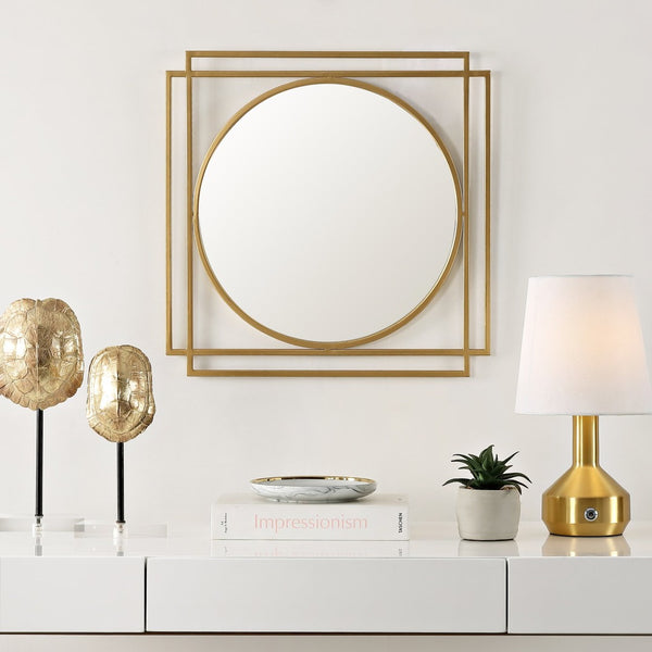 Safavieh RESSER, 20.25-Inch Gold Iron/MDF Mirror - Elegant Accent for Entryways, Living Rooms & Bedrooms MRR1044A