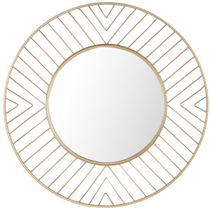 Safavieh FONNA, 30-Inch Gold Iron/MDF Mirror - Sculptural Design for Modern Spaces, Stylish Home Décor Statement MRR1046A