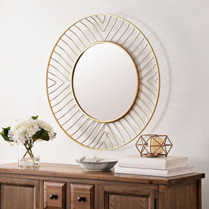 Safavieh FONNA, 30-Inch Gold Iron/MDF Mirror - Sculptural Design for Modern Spaces, Stylish Home Décor Statement MRR1046A