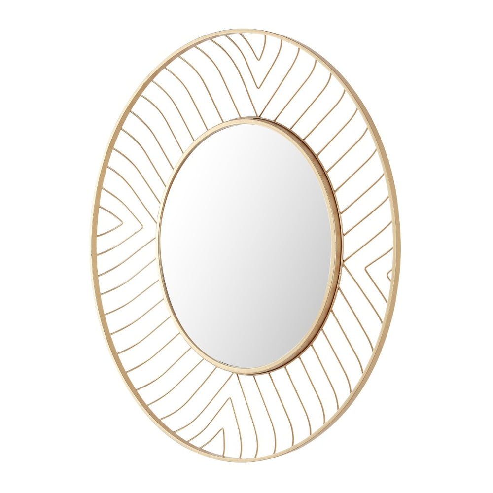 Safavieh FONNA, 30-Inch Gold Iron/MDF Mirror - Sculptural Design for Modern Spaces, Stylish Home Décor Statement MRR1046A