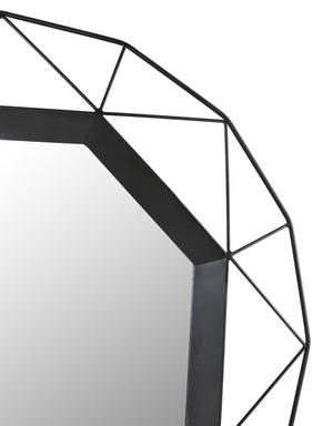 Safavieh AMANDRA, 30.25 Inch Black Iron Frame Mirror - Stylish Wall Decor for Modern Spaces & Versatile Use MRR1048B