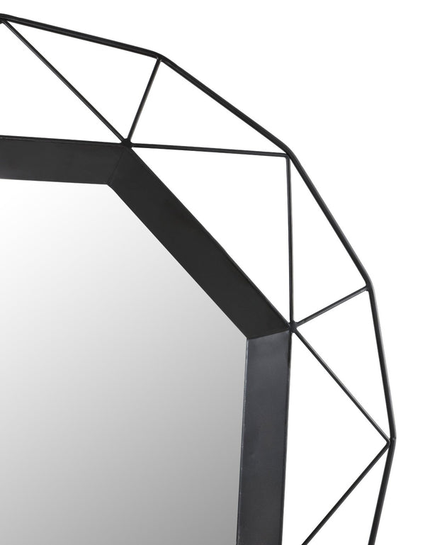 Safavieh AMANDRA, 30.25 Inch Black Iron Frame Mirror - Stylish Wall Decor for Modern Spaces & Versatile Use MRR1048B