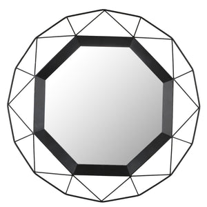 Safavieh AMANDRA, 30.25 Inch Black Iron Frame Mirror - Stylish Wall Decor for Modern Spaces & Versatile Use MRR1048B