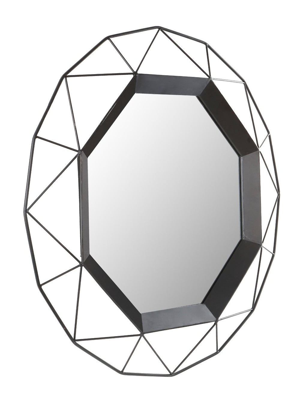 Safavieh AMANDRA, 30.25 Inch Black Iron Frame Mirror - Stylish Wall Decor for Modern Spaces & Versatile Use MRR1048B