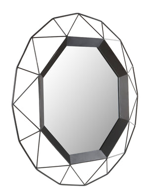 Safavieh AMANDRA, 30.25 Inch Black Iron Frame Mirror - Stylish Wall Decor for Modern Spaces & Versatile Use MRR1048B