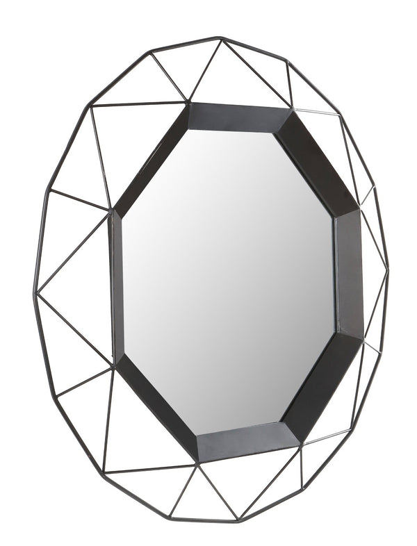 Safavieh AMANDRA, 30.25 Inch Black Iron Frame Mirror - Stylish Wall Decor for Modern Spaces & Versatile Use MRR1048B