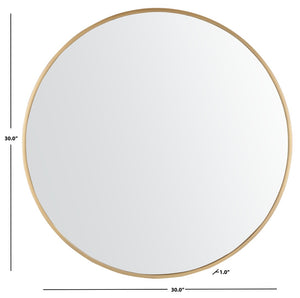 Safavieh RINLON, 30-Inch Gold Round Mirror - Modern Minimalist Accent for Entryways and Gallery Walls MRR1051A