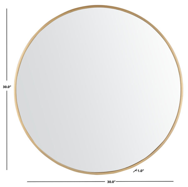 Safavieh RINLON, 30-Inch Gold Round Mirror - Modern Minimalist Accent for Entryways and Gallery Walls MRR1051A