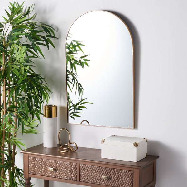 Safavieh JINLA, 20.25" Gold Arched Mirror - Timeless Design for Entryways, Bedrooms & Living Spaces, Elegant Finish MRR1055A
