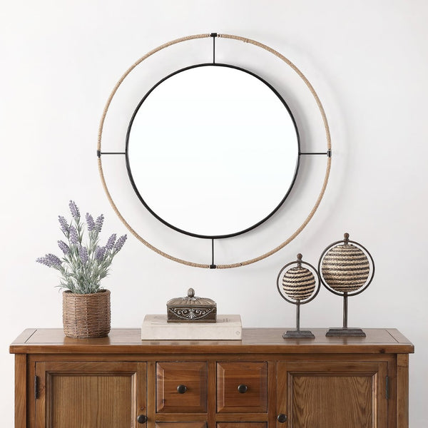 Safavieh DEMSON, 19.25-Inch Black Wall Mirror – Sleek Iron Frame, Contemporary Design for Any Room Décor MRR1058A
