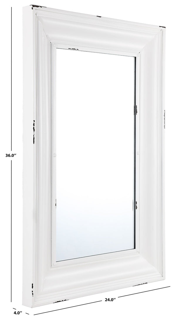 Safavieh LINSA, 24-Inch White Paneled Mirror - Farmhouse Style with Durable Iron & MDF Construction for Any Space MRR1059A