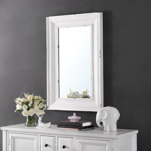 Safavieh LINSA, 24-Inch White Paneled Mirror - Farmhouse Style with Durable Iron & MDF Construction for Any Space MRR1059A