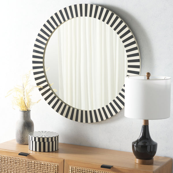 Safavieh Charli, 29.2 Inch Black/Ivory Resin & Mdf Mirror - Elegant, Modern Design For Any Home Decor Black ,Ivory Resin+Mdf Mrr1500a
