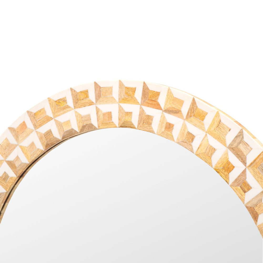 Safavieh ARIA, 29.2-Inch Antique Ivory & Natural Brown Mirror - Elegant Faux Bone Design for Any Space MRR1502A
