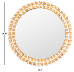 Safavieh Aria, 29.2" Antique Ivory Mirror With Faux Bone Frame - Elegant Home Decor For Any Room Antique Ivory ,Natural Brown Resin+Mango Wood+Mdf Mrr1502a