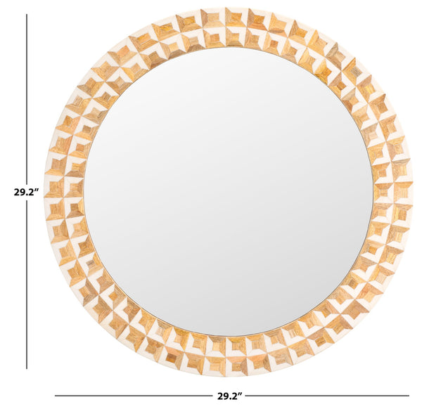 Safavieh Aria, 29.2" Antique Ivory Mirror With Faux Bone Frame - Elegant Home Decor For Any Room Antique Ivory ,Natural Brown Resin+Mango Wood+Mdf Mrr1502a