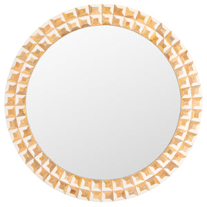 Safavieh Aria, 29.2" Antique Ivory Mirror With Faux Bone Frame - Elegant Home Decor For Any Room Antique Ivory ,Natural Brown Resin+Mango Wood+Mdf Mrr1502a