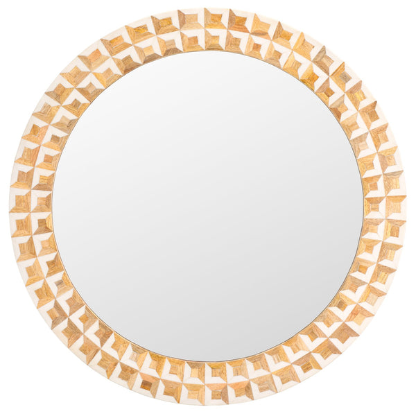 Safavieh Aria, 29.2" Antique Ivory Mirror With Faux Bone Frame - Elegant Home Decor For Any Room Antique Ivory ,Natural Brown Resin+Mango Wood+Mdf Mrr1502a