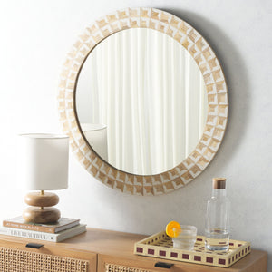 Safavieh Aria, 29.2" Antique Ivory Mirror With Faux Bone Frame - Elegant Home Decor For Any Room Antique Ivory ,Natural Brown Resin+Mango Wood+Mdf Mrr1502a