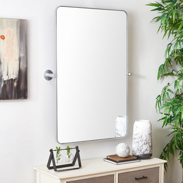 Safavieh DELINAH, 24-Inch Iron Mirror – Elevate Your Space with Minimalist Elegance and Timeless Style Silver MRR2001B