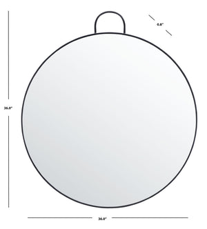 Safavieh CARLISI, 36-Inch Round Iron Mirror for Modern Minimalist Decor - Elevate Your Space Elegantly Black MRR2002A
