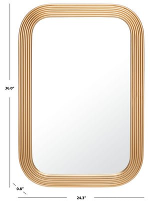 Safavieh AHNA, 24.5 Inch Round Iron Mirror for Contemporary Home Decor - Stylish and Versatile Accent Piece Brass MRR2003C