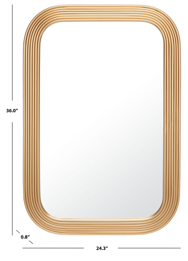 Safavieh AHNA, 24.5 Inch Round Iron Mirror for Contemporary Home Decor - Stylish and Versatile Accent Piece Brass MRR2003C