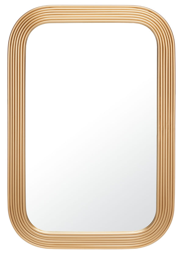 Safavieh AHNA, 24.5 Inch Round Iron Mirror for Contemporary Home Decor - Stylish and Versatile Accent Piece Brass MRR2003C