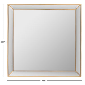 Safavieh PRESEA, 36-Inch Iron Mirror - Chic Industrial Elegance for Home Décor, Versatile Wall Accent Piece Brass MRR2004A