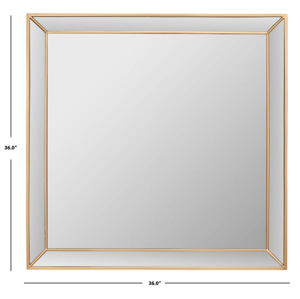 Safavieh PRESEA, 36-Inch Iron Mirror - Chic Industrial Elegance for Home Décor, Versatile Wall Accent Piece Brass MRR2004A
