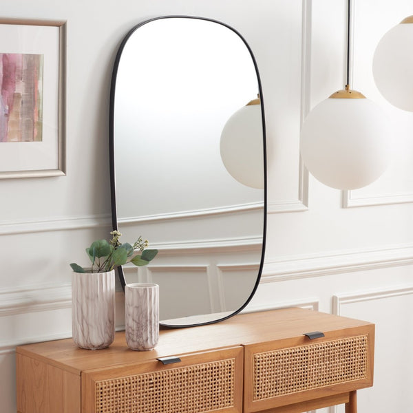 Safavieh VARIA, 23-Inch Iron Mirror - A Stylish Minimalist Accent for Modern Home Décor and Timeless Elegance Black MRR2007B