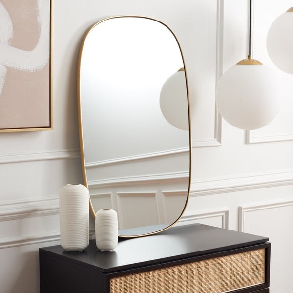 Safavieh VARIA, 23-Inch Iron Mirror - A Stylish Minimalist Accent for Modern Home Décor and Timeless Elegance Brass MRR2007C
