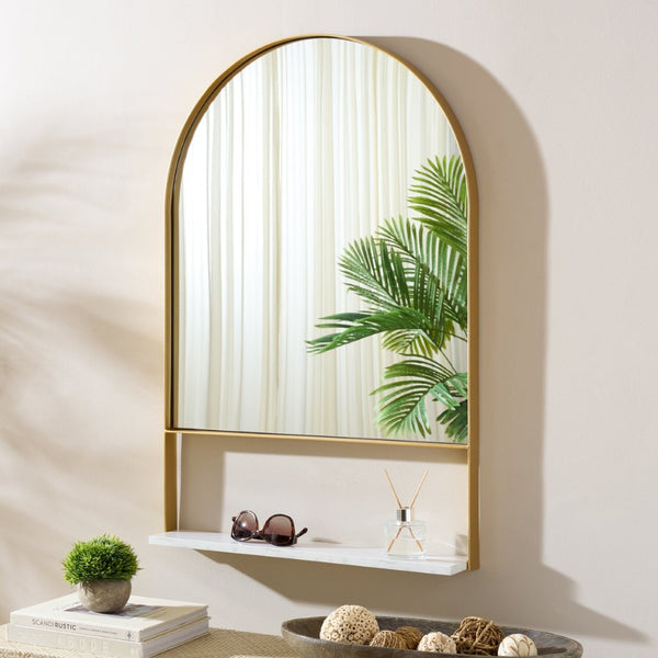Safavieh YURIKO, 24-Inch Circular Iron Mirror - Minimalist Design for Contemporary Home Décor Elegance Brass MRR2009A