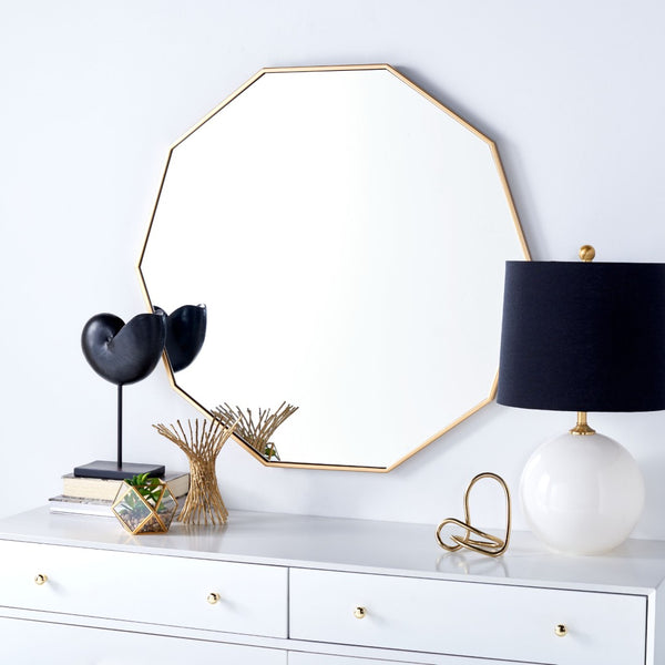 Safavieh KYNA, 34.5 Inch Iron Mirror – Modern Industrial Accent for Stylish Home Décor & Versatile Use Brass MRR2010A