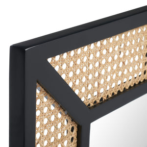 Safavieh TULIA, 24-Inch Wood & Glass Mirror - Timeless Design for Entryways, Living Rooms, and Bedrooms Black / Natural MRR2016A