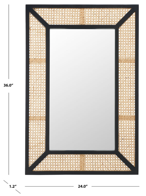 Safavieh TULIA, 24-Inch Wood & Glass Mirror - Timeless Design for Entryways, Living Rooms, and Bedrooms Black / Natural MRR2016A