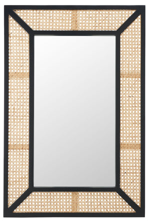 Safavieh TULIA, 24-Inch Wood & Glass Mirror - Timeless Design for Entryways, Living Rooms, and Bedrooms Black / Natural MRR2016A