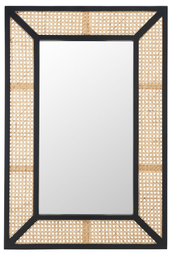 Safavieh TULIA, 24-Inch Wood & Glass Mirror - Timeless Design for Entryways, Living Rooms, and Bedrooms Black / Natural MRR2016A