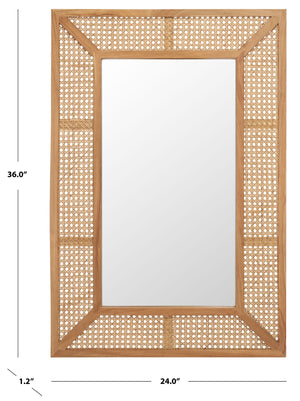 Safavieh TULIA, 24-Inch Wood & Glass Mirror - Timeless Design for Entryways, Living Rooms, and Bedrooms Natural MRR2016B