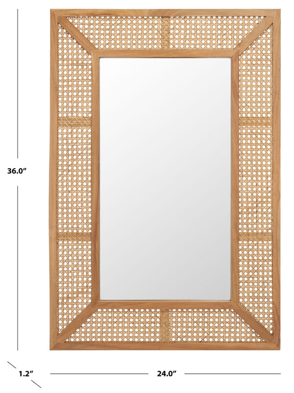 Safavieh TULIA, 24-Inch Wood & Glass Mirror - Timeless Design for Entryways, Living Rooms, and Bedrooms Natural MRR2016B