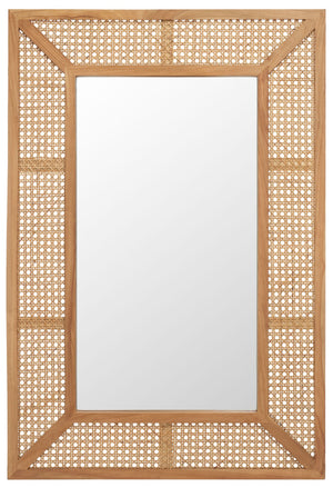 Safavieh TULIA, 24-Inch Wood & Glass Mirror - Timeless Design for Entryways, Living Rooms, and Bedrooms Natural MRR2016B
