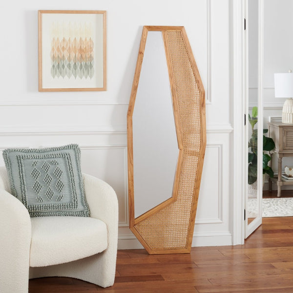 Safavieh JALEN, 24-Inch Elegant Wood Mirror - Modern Classic Design for Brightening Any Space Effortlessly Natural MRR2018B