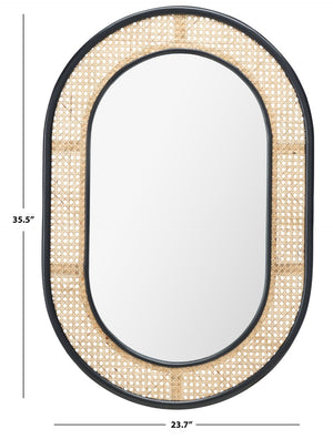 Safavieh CAYCE, 24-Inch Black/Natural Wood Mirror – Stylish, Versatile Decor for Any Room’s Focal Point MRR2020A